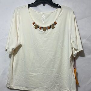Ruby Rd Cream Short Sleeve Tee Top